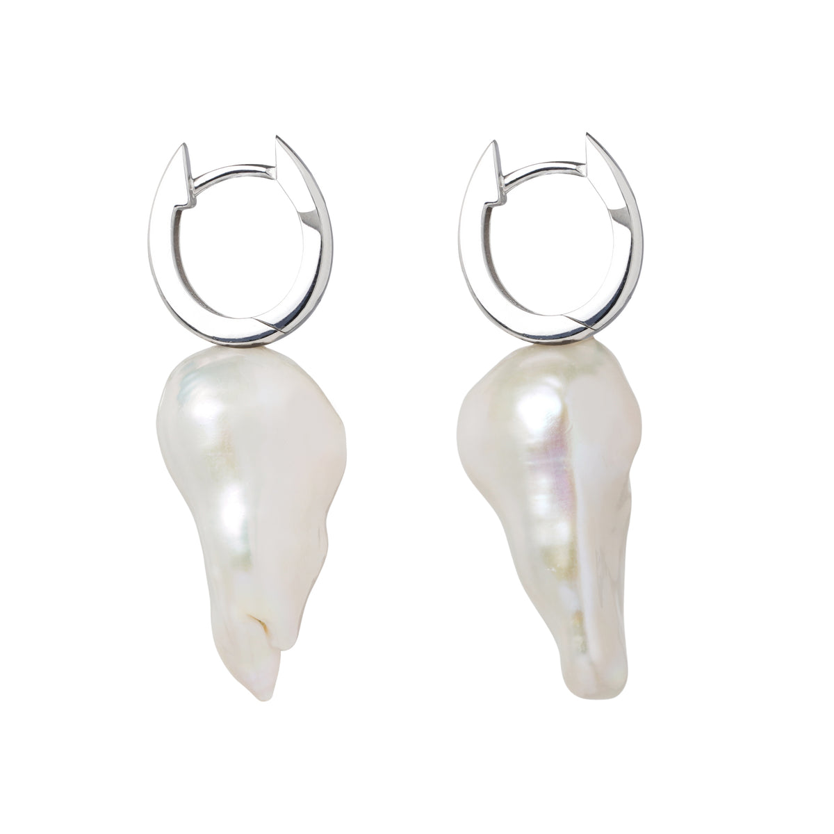 Baroque Pearl Flat Oval Hoop Earrings