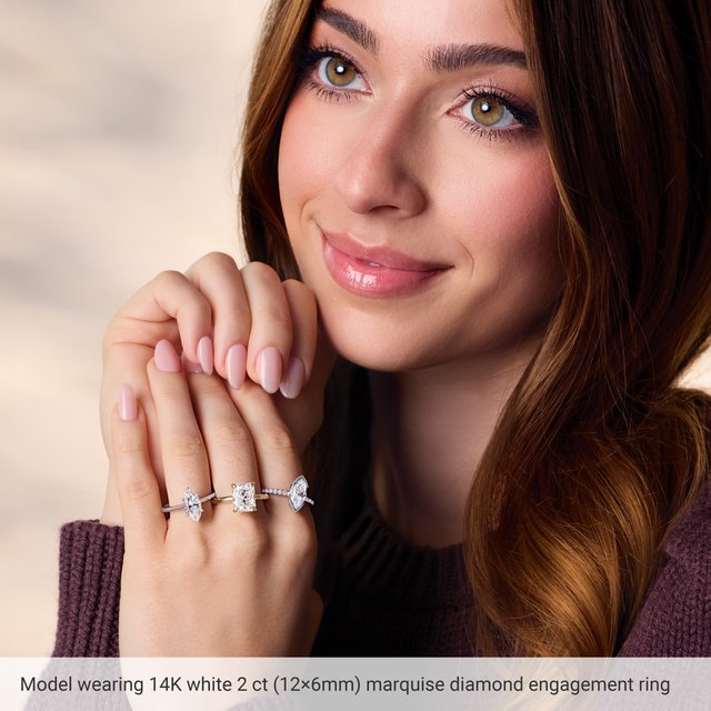 AUDREY Solitaire Marquise Engagement Ring - Platinum - View 6