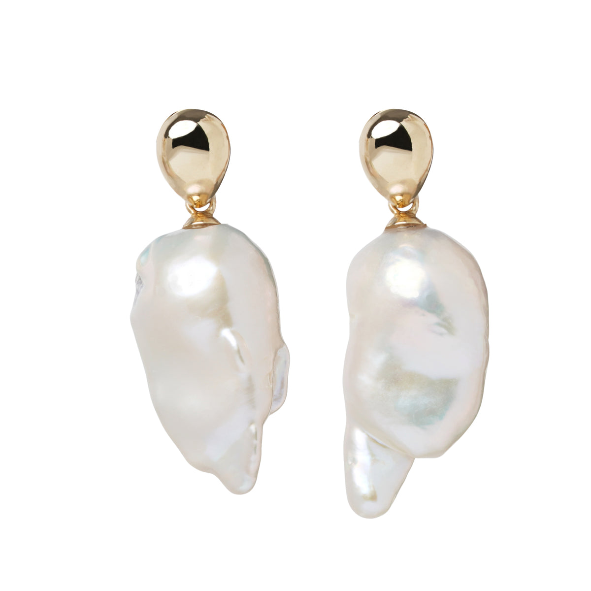 Baroque Pearl Teardrop Bubble Articulating Stud Earrings