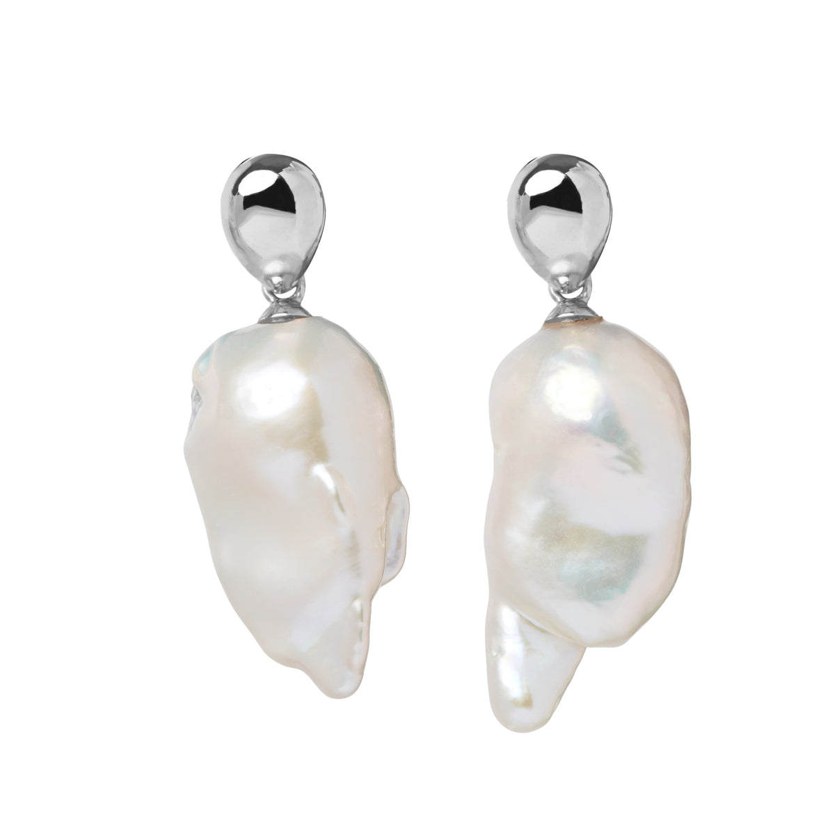 Baroque Pearl Teardrop Bubble Articulating Stud Earrings