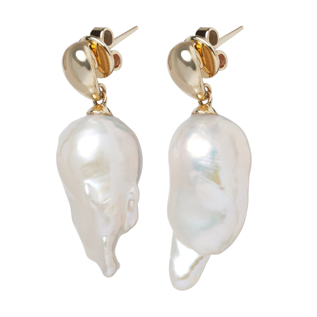 Baroque Pearl Teardrop Bubble Articulating Stud Earrings