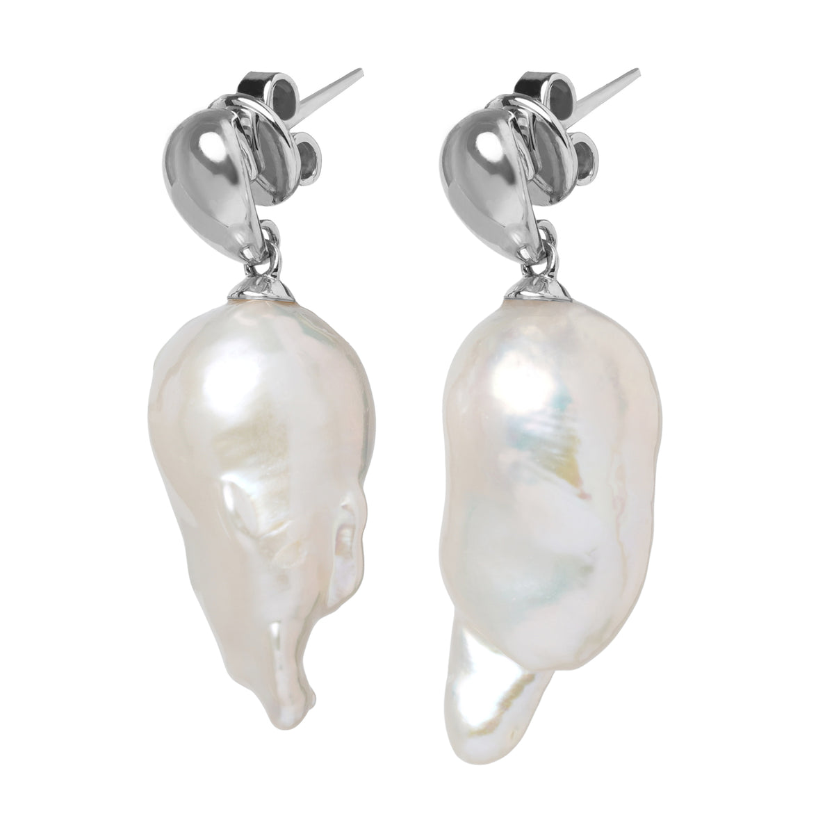 Baroque Pearl Teardrop Bubble Articulating Stud Earrings