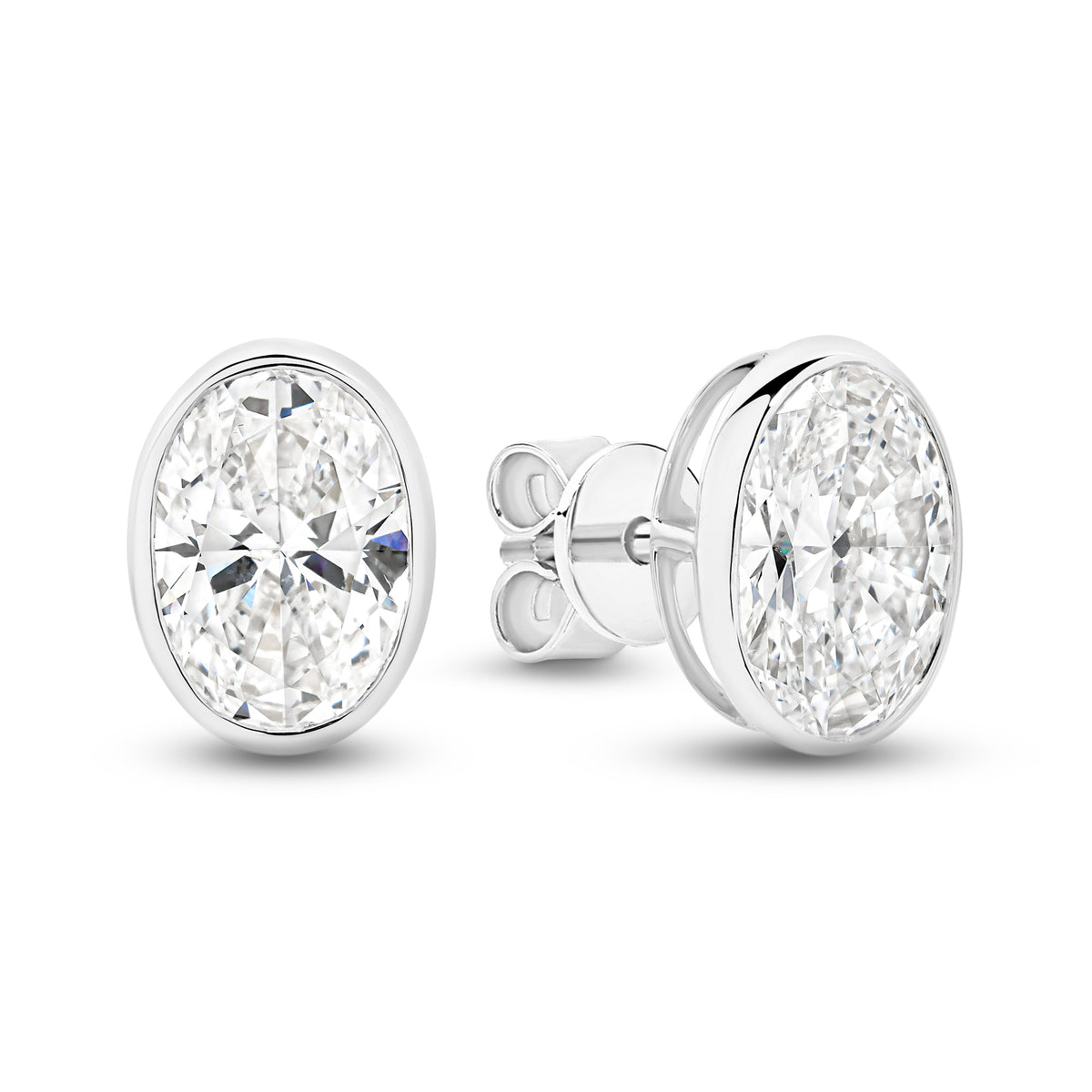 2.80ct Oval cut Lab Grown Diamond Bezel Stud