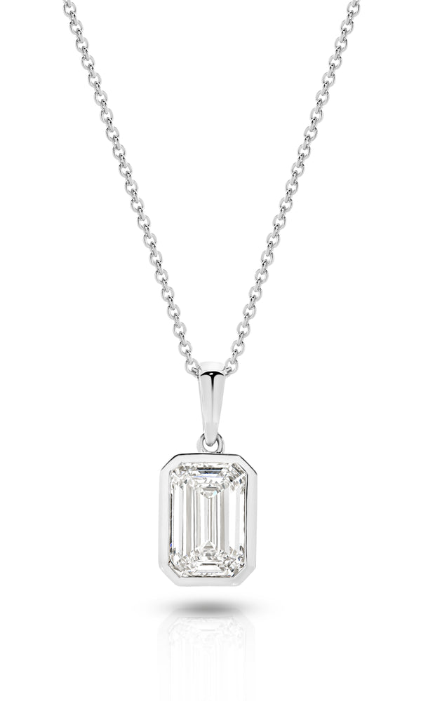 1.00ct Emerald Cut Lab Grown Diamond Bezel Pendant