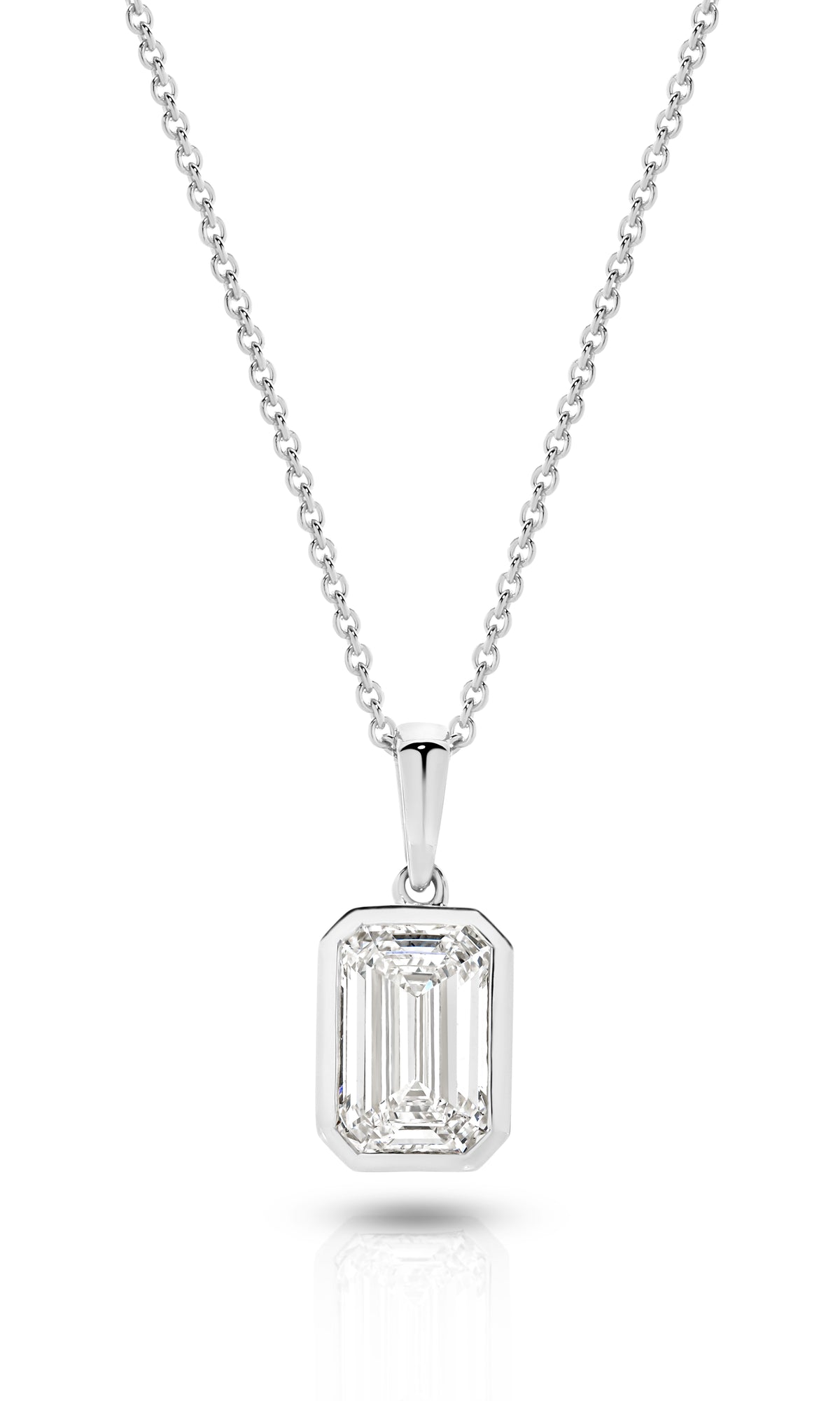 1.00ct Emerald Cut Lab Grown Diamond Bezel Pendant