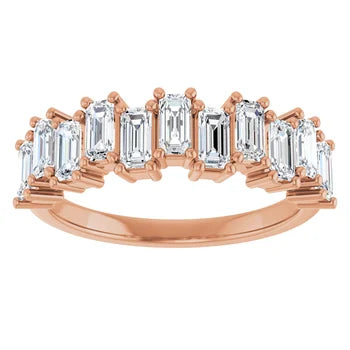 10K Rose Gold Lab-Grown Diamond 4x2mm TEMPEST Emerald cut up/down ring Jewelry