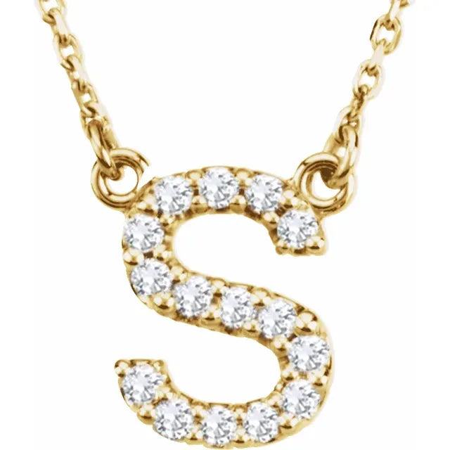10K Yellow Gold INITIAL Diamond Necklace Jewelry