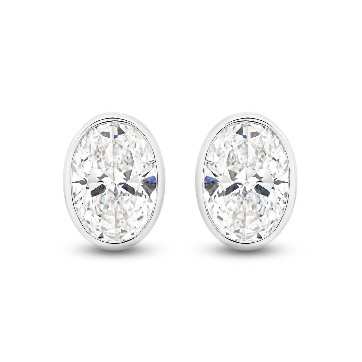 2.80ct Oval cut Lab Grown Diamond Bezel Stud