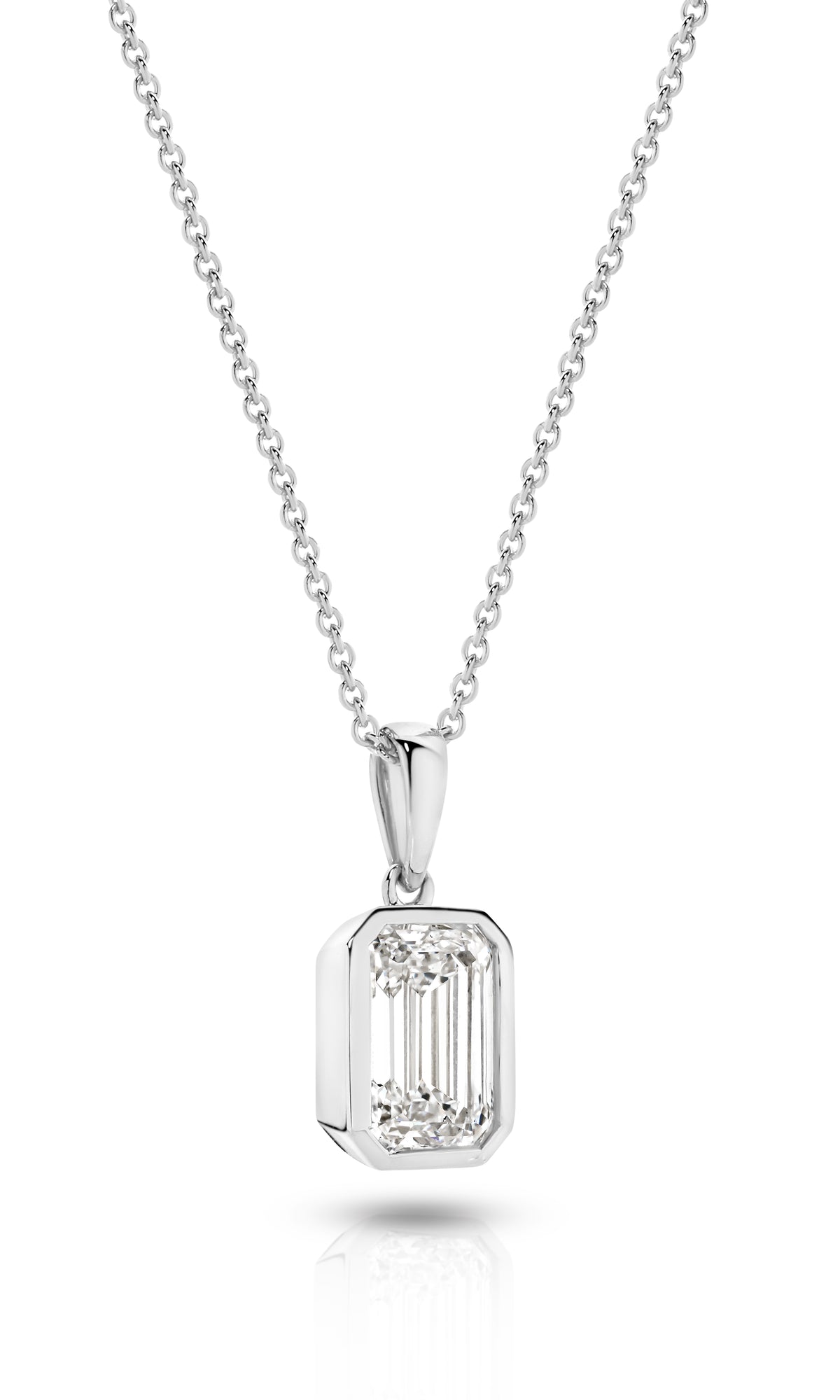 1.00ct Emerald Cut Lab Grown Diamond Bezel Pendant