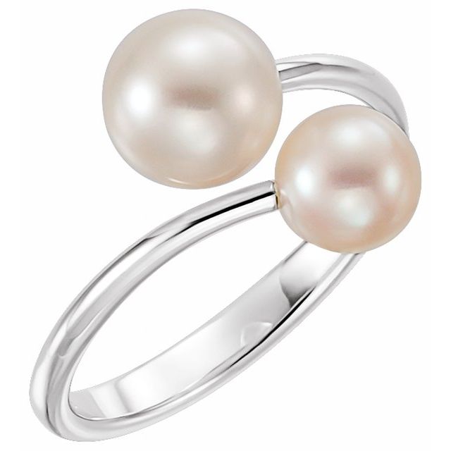 10K White Gold Cultured White Freshwater Pearl 7.5-8.0 mm 10K White Cultured White Freshwater Pearl Ring Jewelry