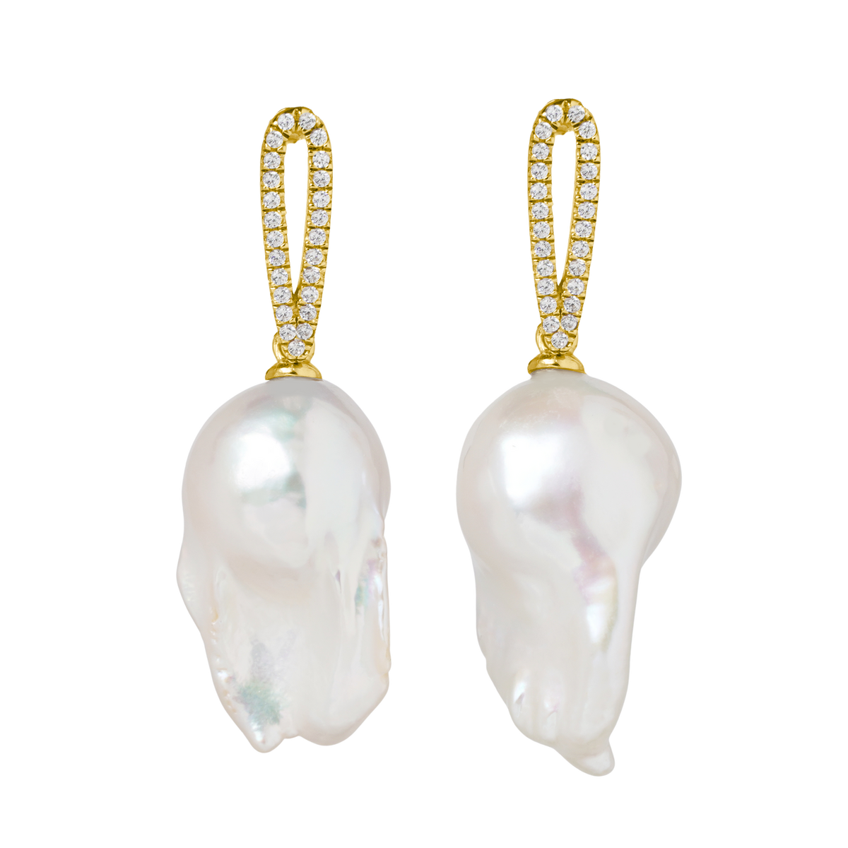 TEARDROP Baroque Pearl and diamond Drop Earrings