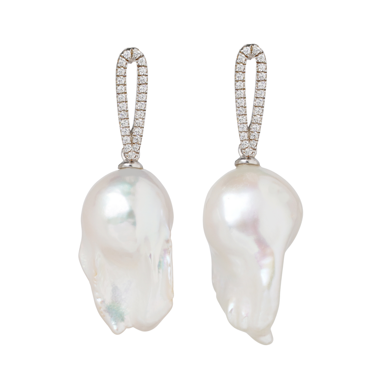 TEARDROP Baroque Pearl and diamond Drop Earrings