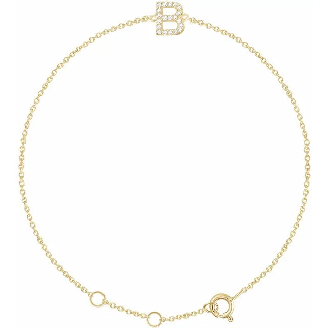 10K Yellow Gold INITIAL Diamond Bracelet Jewelry