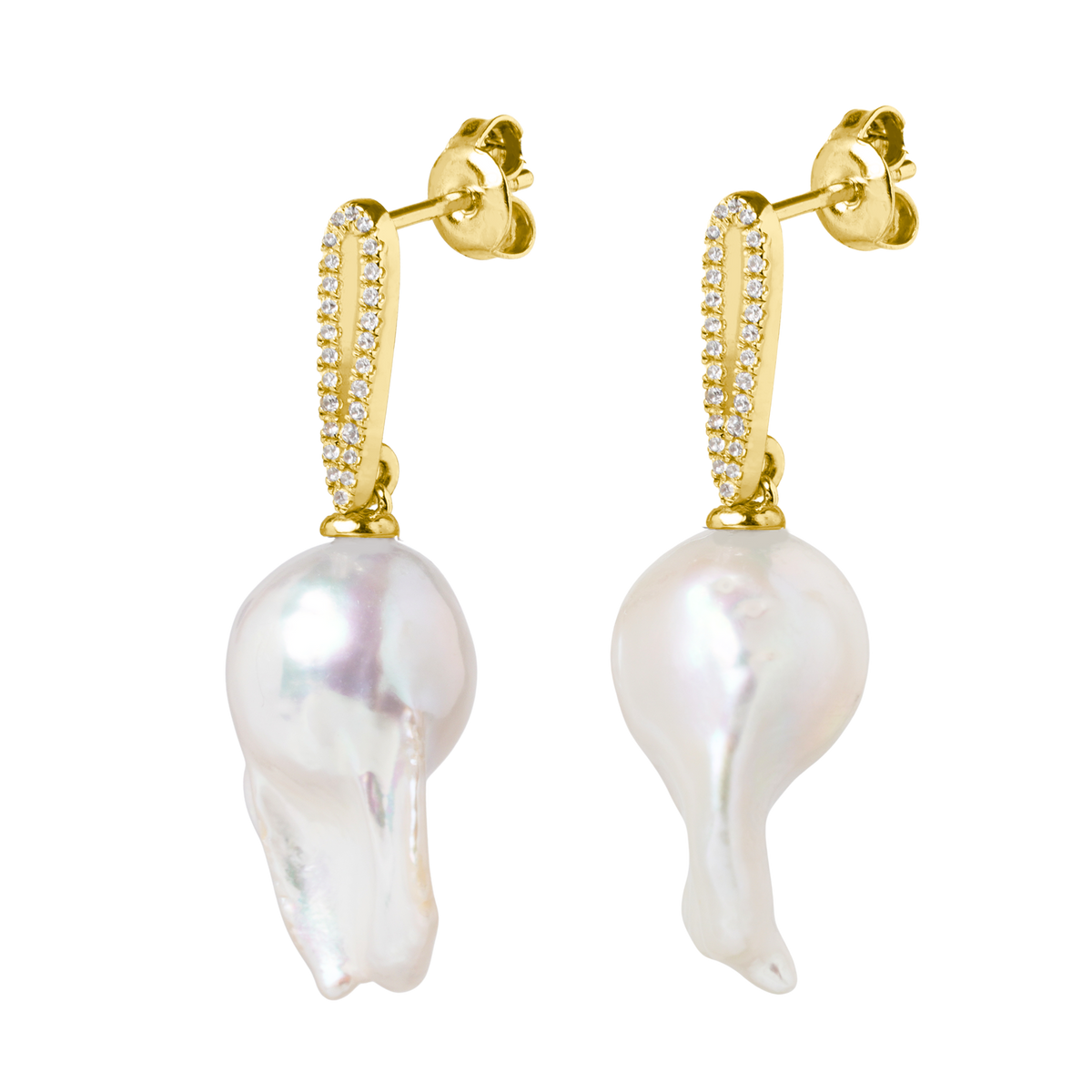 TEARDROP Baroque Pearl and diamond Drop Earrings
