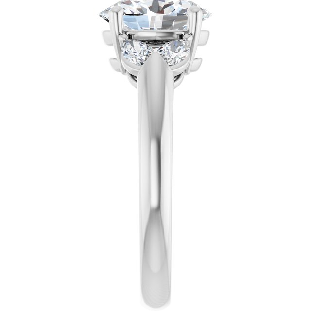 ELIZABETH Solitaire Oval Engagement Ring with Marquise Shoulder Diamonds - Platinum - View 4