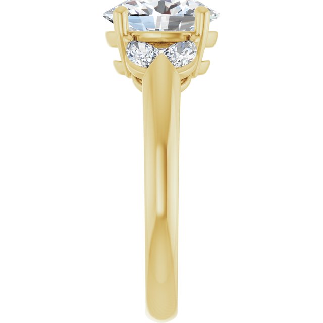 ELIZABETH Solitaire Oval Engagement Ring with Marquise Shoulder Diamonds - 18K Yellow Gold - View 4