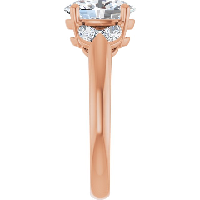 ELIZABETH Solitaire Oval Engagement Ring with Marquise Shoulder Diamonds - 18K Rose Gold - View 4
