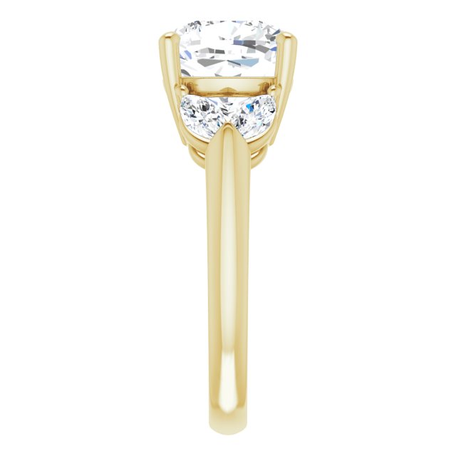 ELIZABETH Solitaire Cushion Engagement Ring with Marquise Shoulder Diamonds - 18K Yellow Gold - View 4