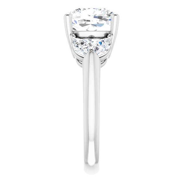 ELIZABETH Solitaire Cushion Engagement Ring with Marquise Shoulder Diamonds - Platinum - View 4