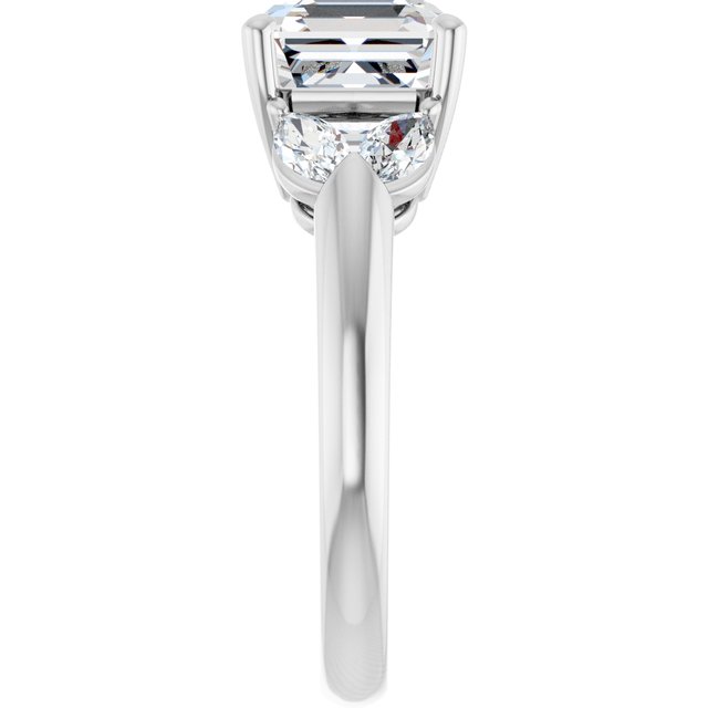 ELIZABETH Solitaire Asscher Engagement Ring with Marquise Shoulder Diamonds - Platinum - View 4