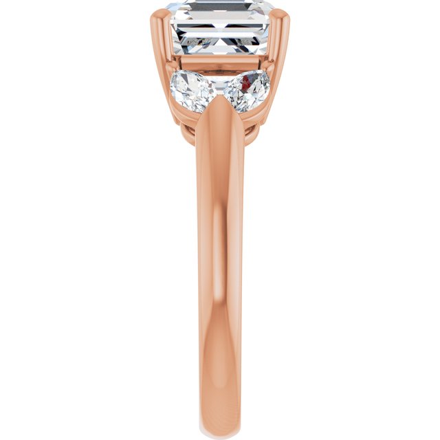 ELIZABETH Solitaire Asscher Engagement Ring with Marquise Shoulder Diamonds - 18K Rose Gold - View 4