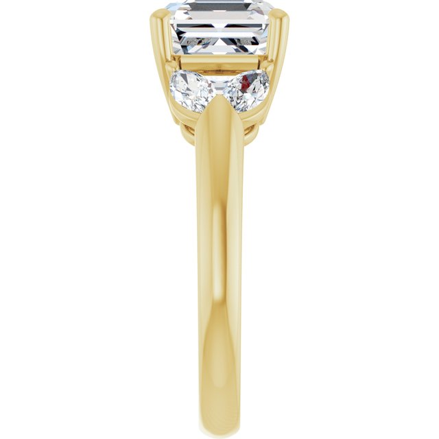 ELIZABETH Solitaire Asscher Engagement Ring with Marquise Shoulder Diamonds - 18K Yellow Gold - View 4