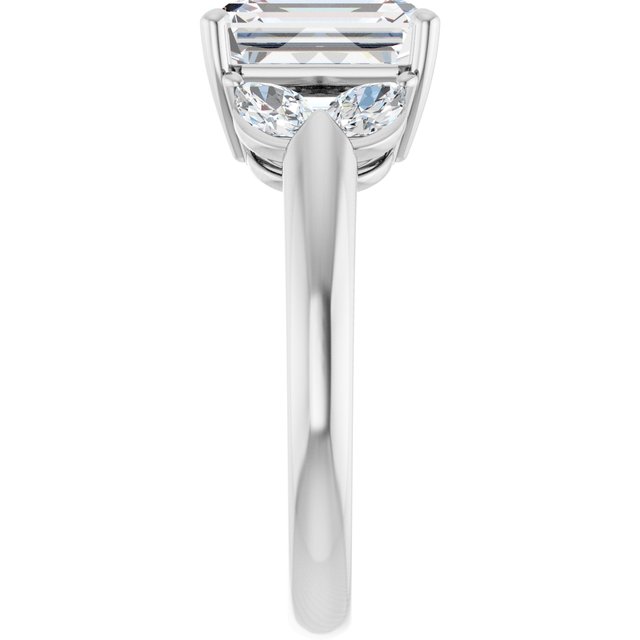 ELIZABETH Solitaire Emerald Engagement Ring with Marquise Shoulder Diamonds - Platinum - View 4