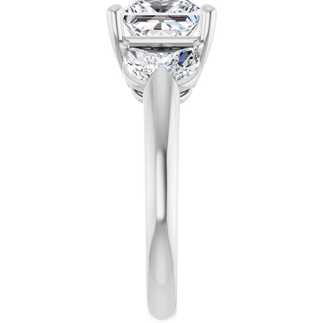 ELIZABETH Solitaire Square Engagement Ring with Marquise Shoulder Diamonds - Platinum - View 4
