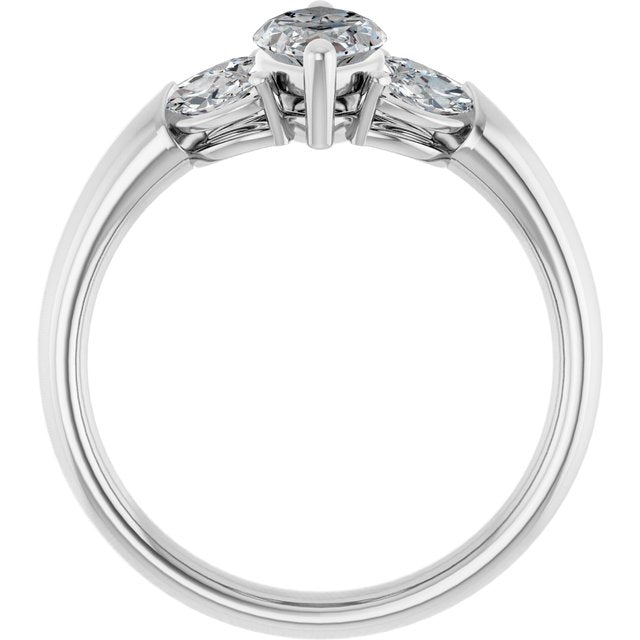 ELIZABETH Solitaire Marquise Engagement Ring with Marquise Shoulder Diamonds - Platinum - View 2