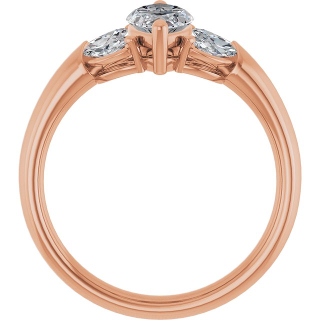 ELIZABETH Solitaire Marquise Engagement Ring with Marquise Shoulder Diamonds - 18K Rose Gold - View 2