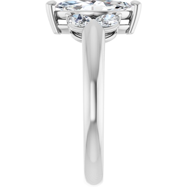 ELIZABETH Solitaire Marquise Engagement Ring with Marquise Shoulder Diamonds - Platinum - View 4
