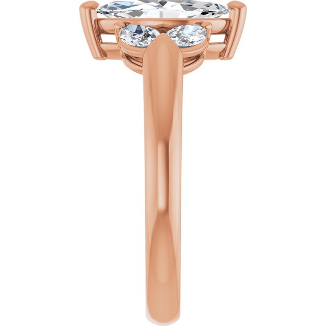 ELIZABETH Solitaire Marquise Engagement Ring with Marquise Shoulder Diamonds - 18K Rose Gold - View 4