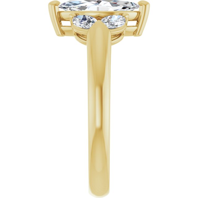 ELIZABETH Solitaire Marquise Engagement Ring with Marquise Shoulder Diamonds - 18K Yellow Gold - View 4
