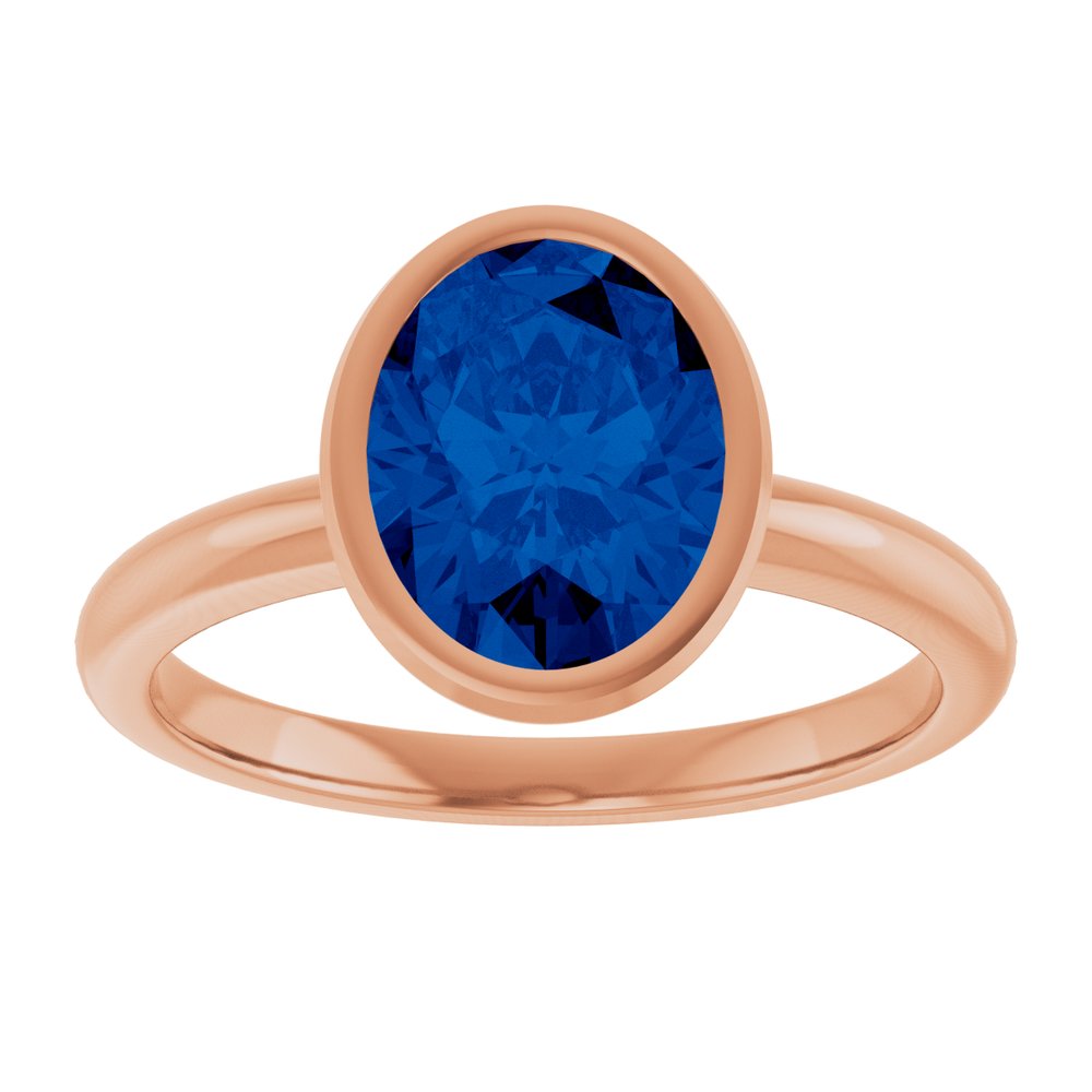 10K Rose Lab-Grown Blue Sapphire Ring