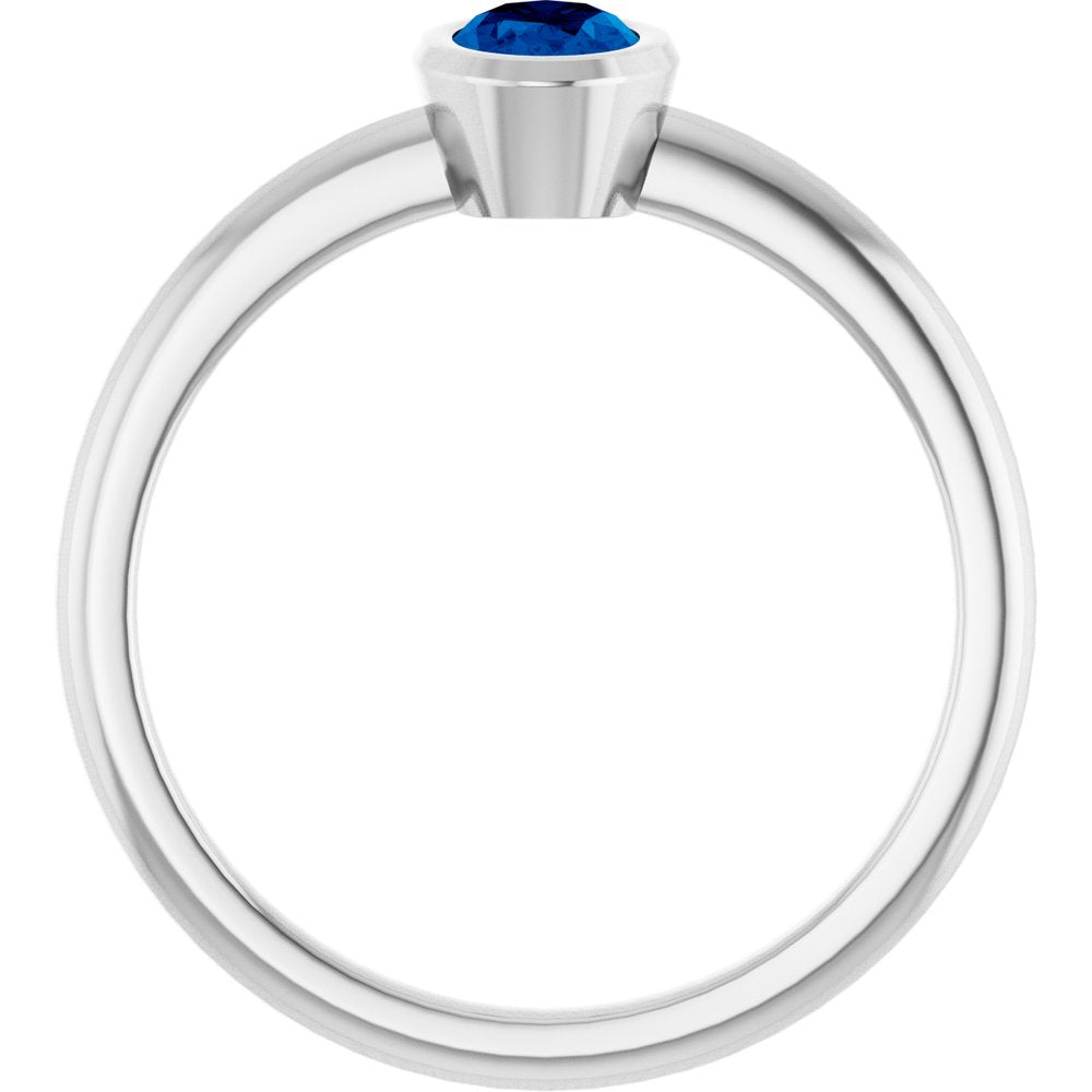 10K Rose Lab-Grown Blue Sapphire Ring