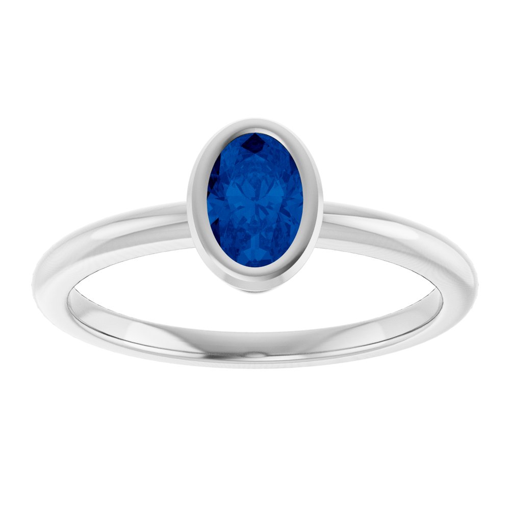10K Rose Lab-Grown Blue Sapphire Ring