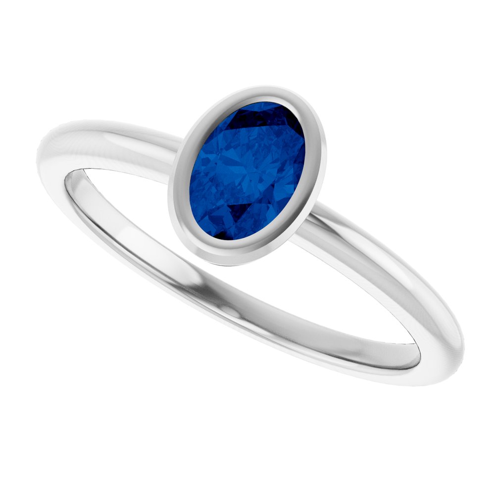 10K Rose Lab-Grown Blue Sapphire Ring