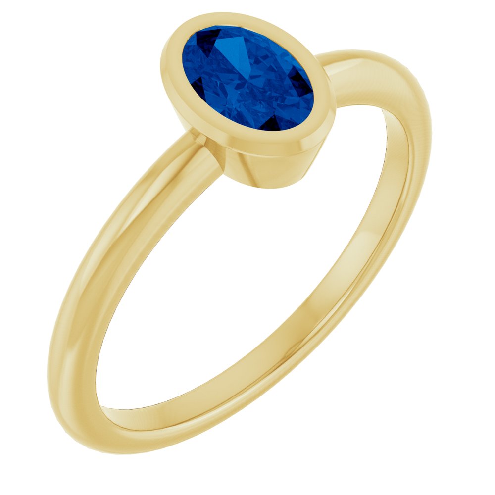 10K Rose Lab-Grown Blue Sapphire Ring