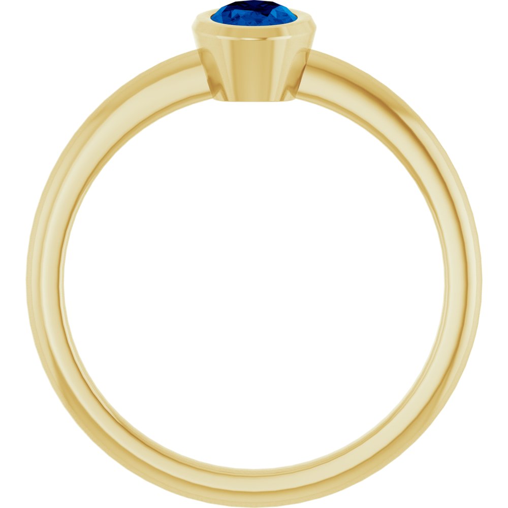 10K Rose Lab-Grown Blue Sapphire Ring