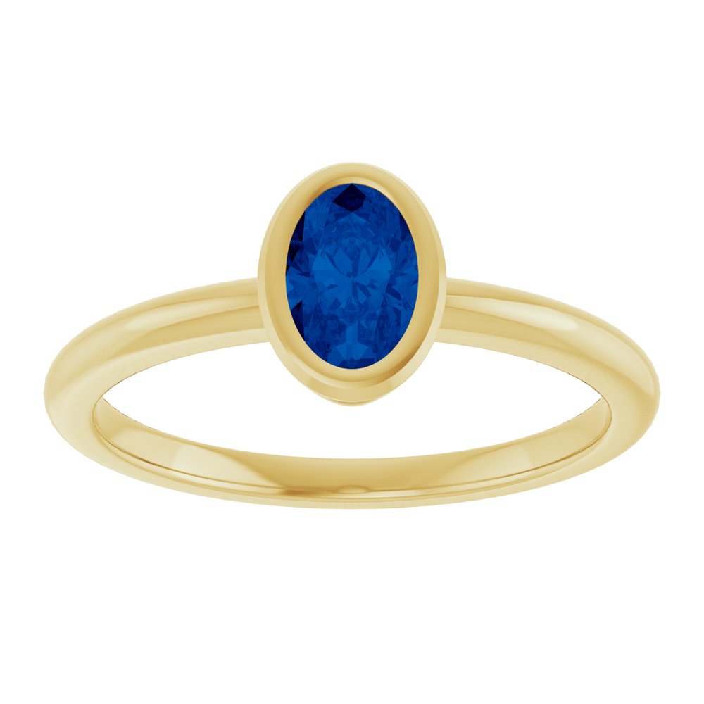 10K Rose Lab-Grown Blue Sapphire Ring