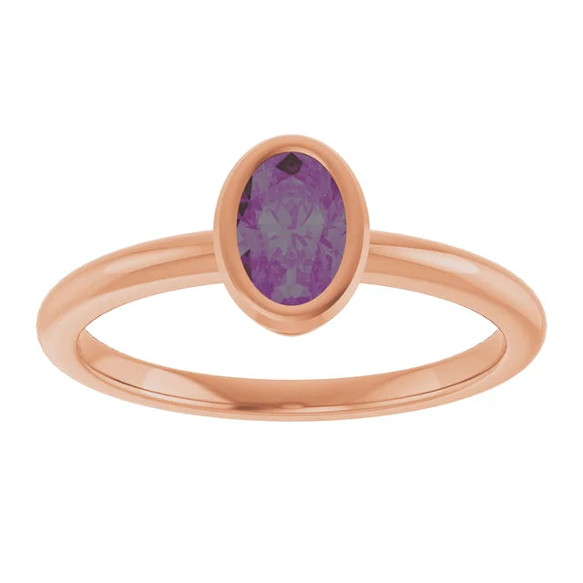 10K Rose Lab-Grown Blue Sapphire Ring