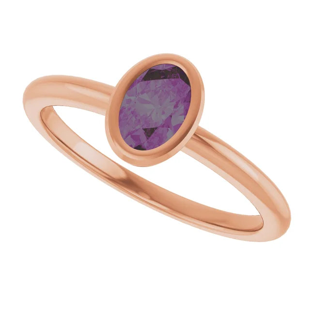 10K Rose Lab-Grown Blue Sapphire Ring