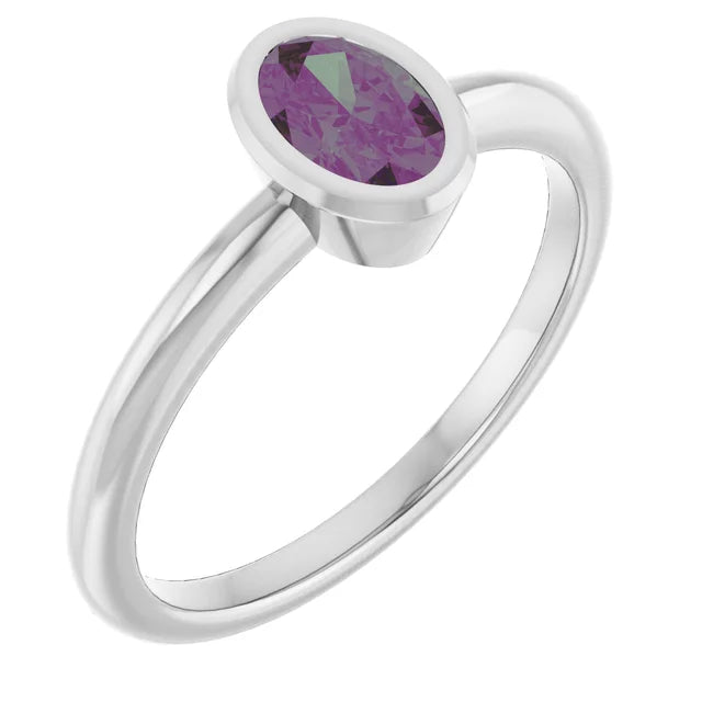 10K Rose Lab-Grown Blue Sapphire Ring