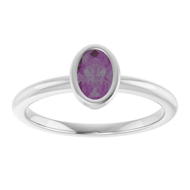 10K Rose Lab-Grown Blue Sapphire Ring