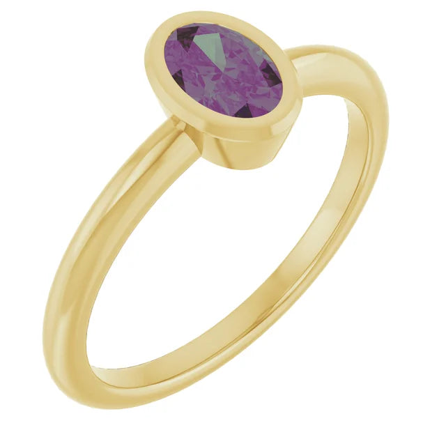 10K Rose Lab-Grown Blue Sapphire Ring