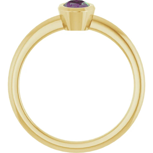 10K Rose Lab-Grown Blue Sapphire Ring