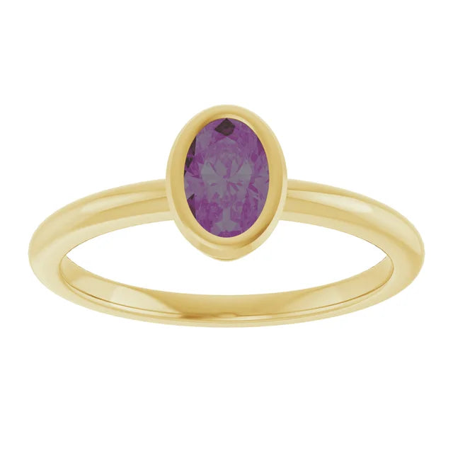 10K Rose Lab-Grown Blue Sapphire Ring