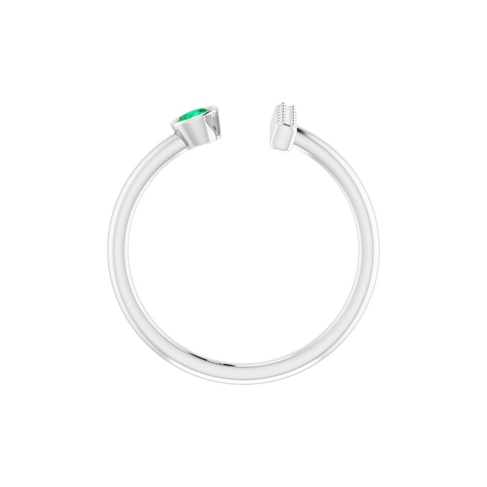10K White Lab-Grown Emerald & .05 CTW Natural Diamond Bar Ring