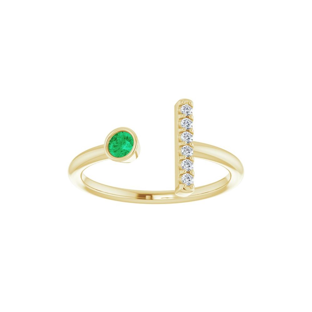 10K White Lab-Grown Emerald & .05 CTW Natural Diamond Bar Ring