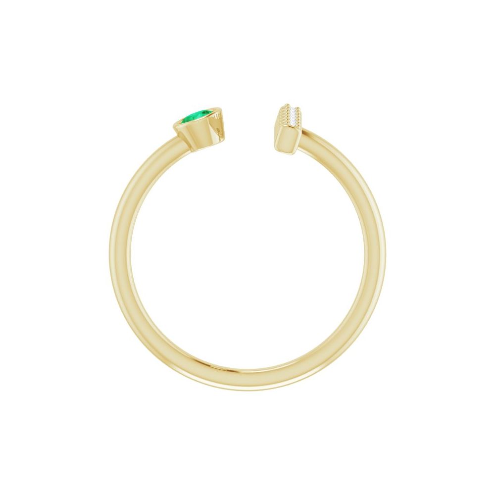 10K White Lab-Grown Emerald & .05 CTW Natural Diamond Bar Ring